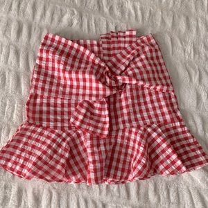 Red and White Plaid Skirt